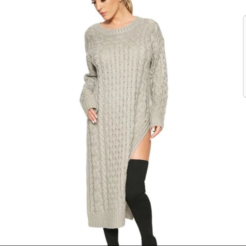 Naked wardrobe sweater dress with side split